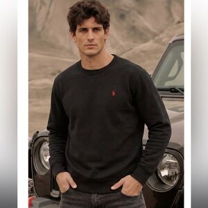 Polo Ralph Lauren Men's Crewneck Sweatshirt Black Red Pony Preppy VTG Casual Med
